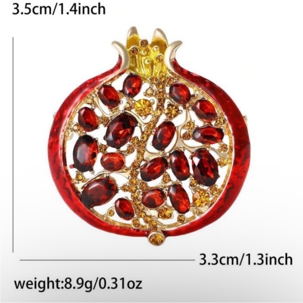 Gilded Pomegranate Red Gold Brooch - Picture 4 of 6